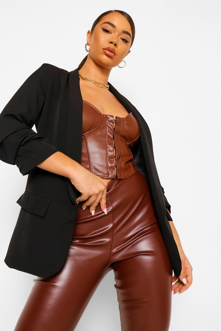 Black Ruched Sleeve Tailored Blazer image number 1