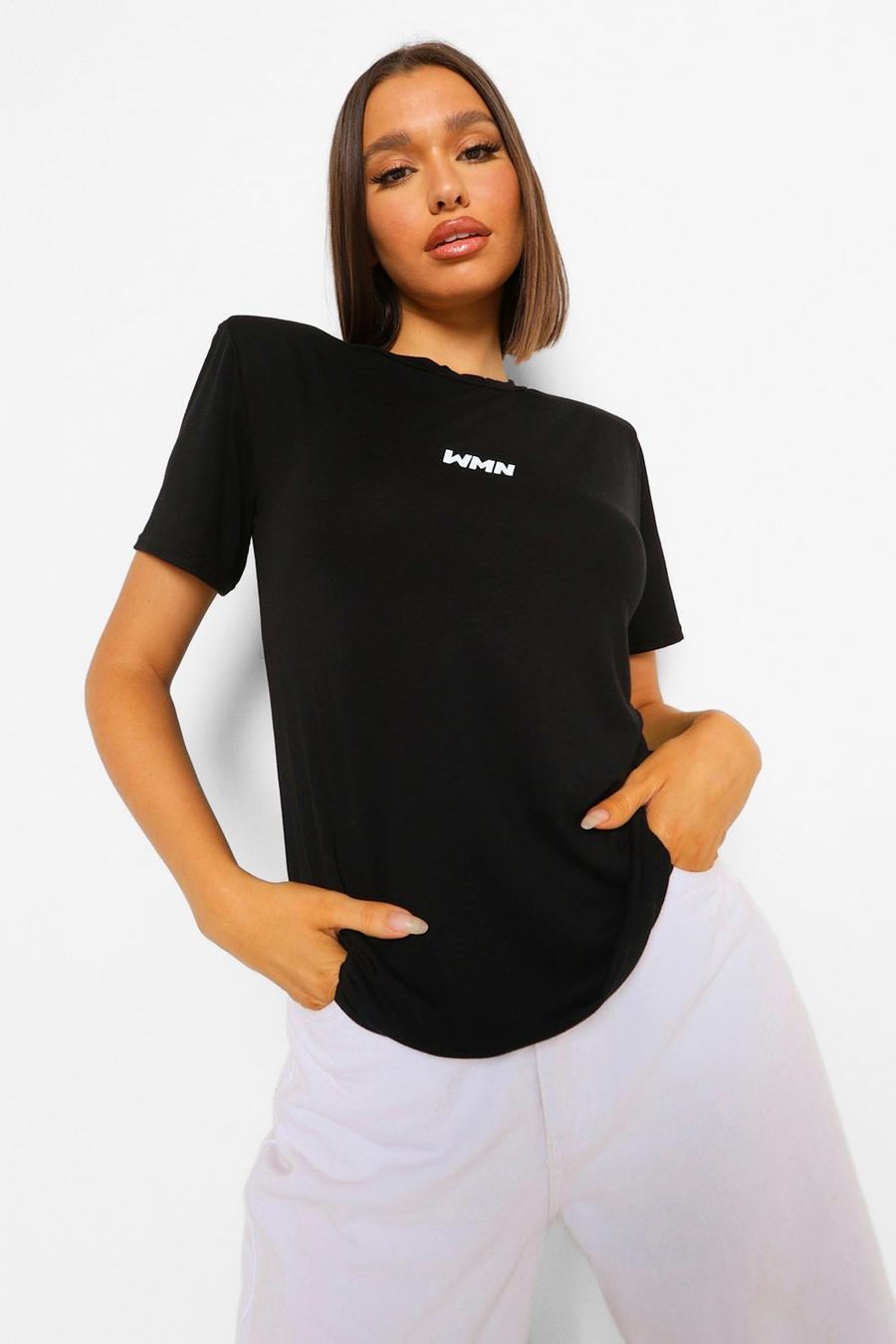 Black Basic Woman T-shirt med axelvaddar image number 1