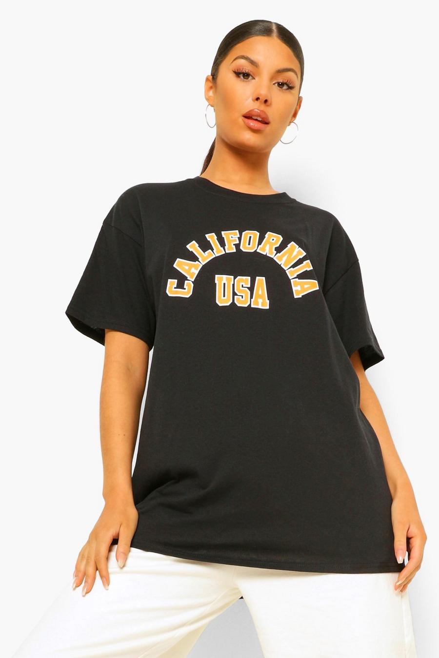 Black Oversized California T-Shirt Met Tekst image number 1