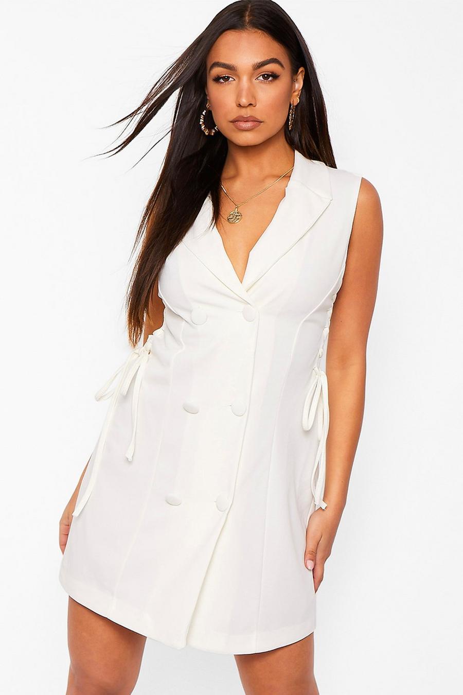 Lace Up Cut Out Side Tailored Blazer Dress image number 1
