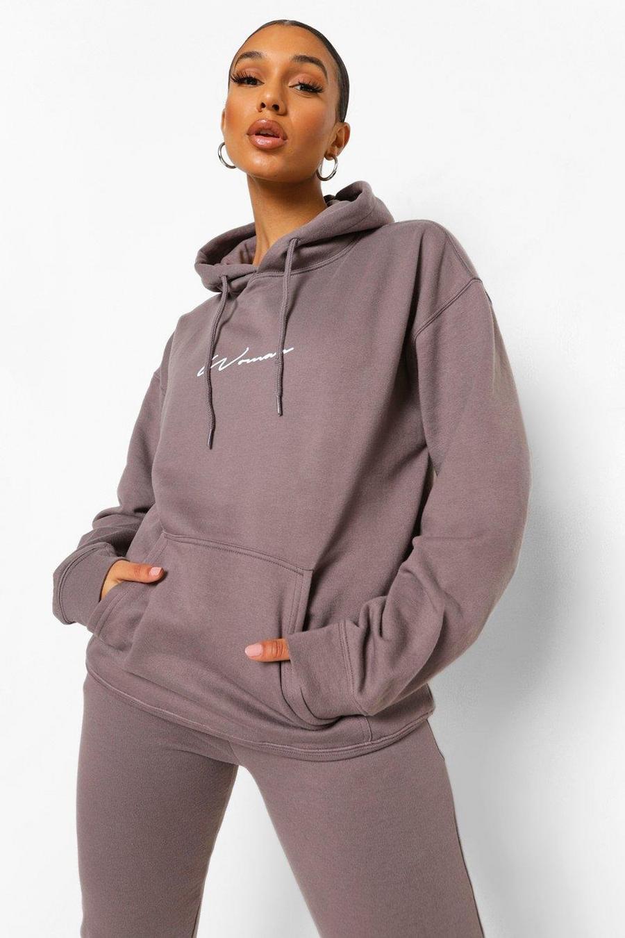 Charcoal Woman Oversize hoodie med tryck image number 1