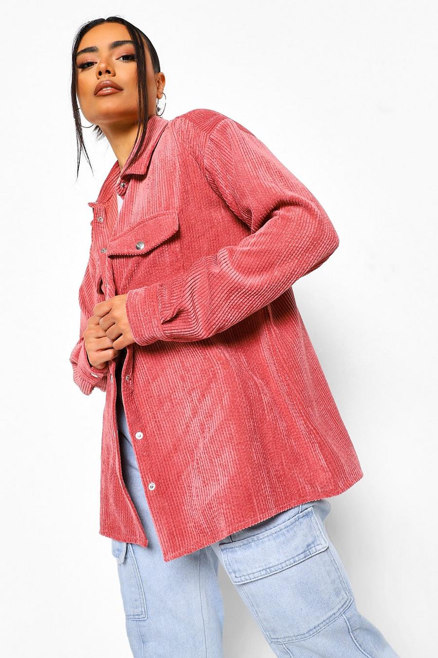 Pink Cord Oversized Shirt image number 1
