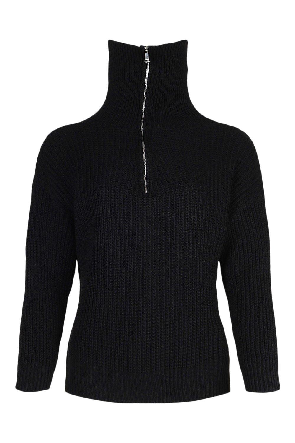 Zip Up Polo Neck Jumper boohoo