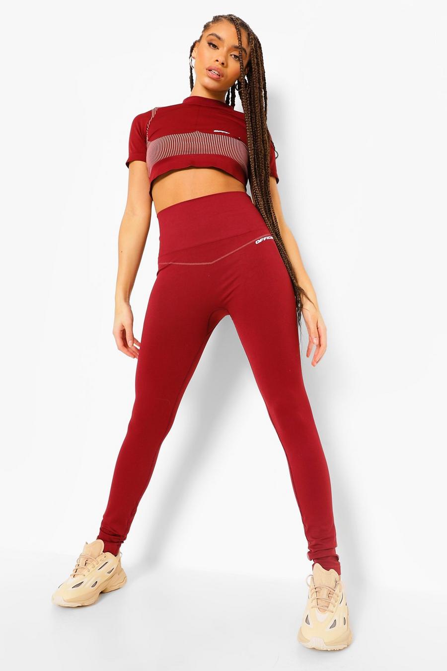 Burgundy Seamless Booty Boost Sculpting Active Leggings image number 1