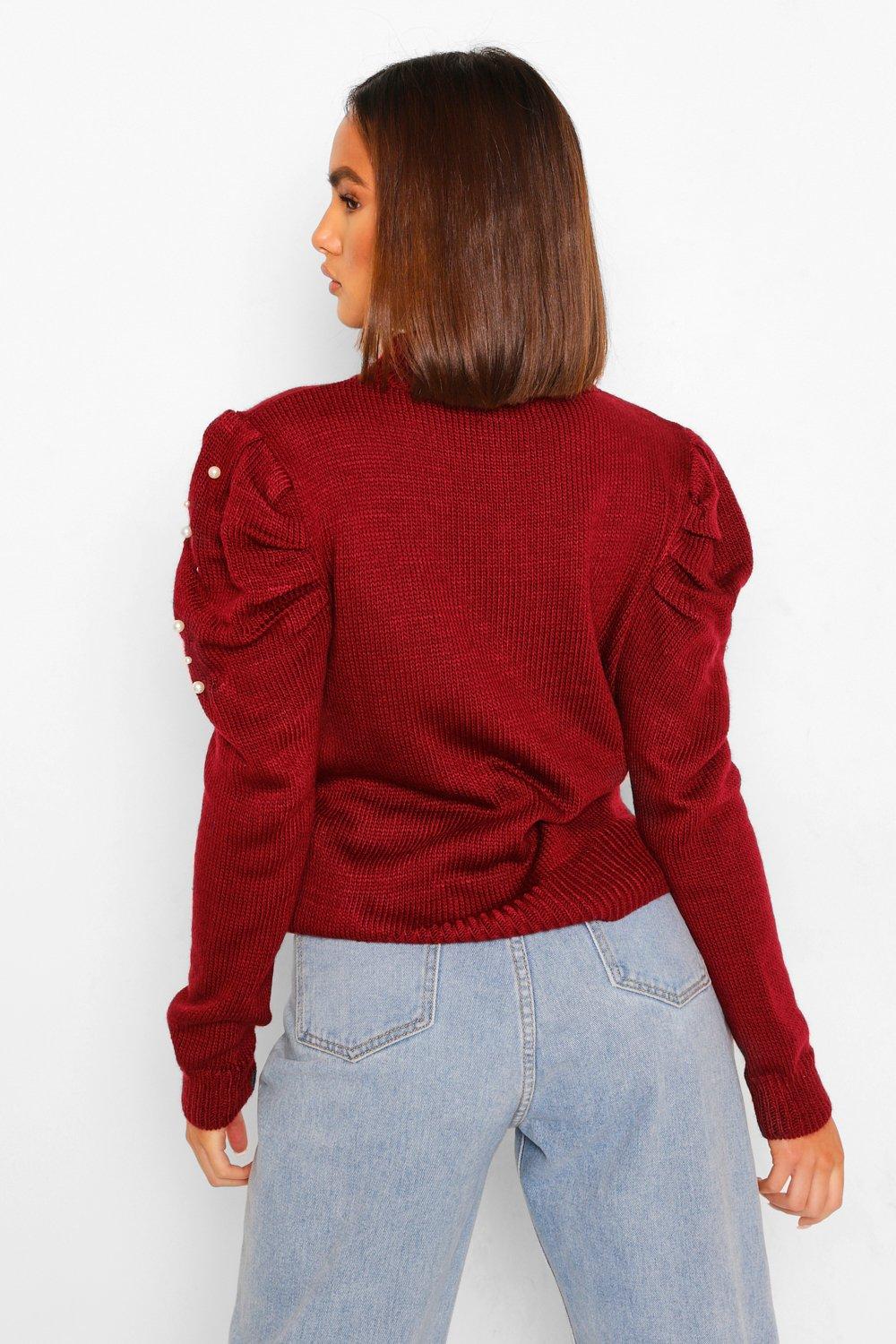 Pearl puff sleeve jumper new arrivals
