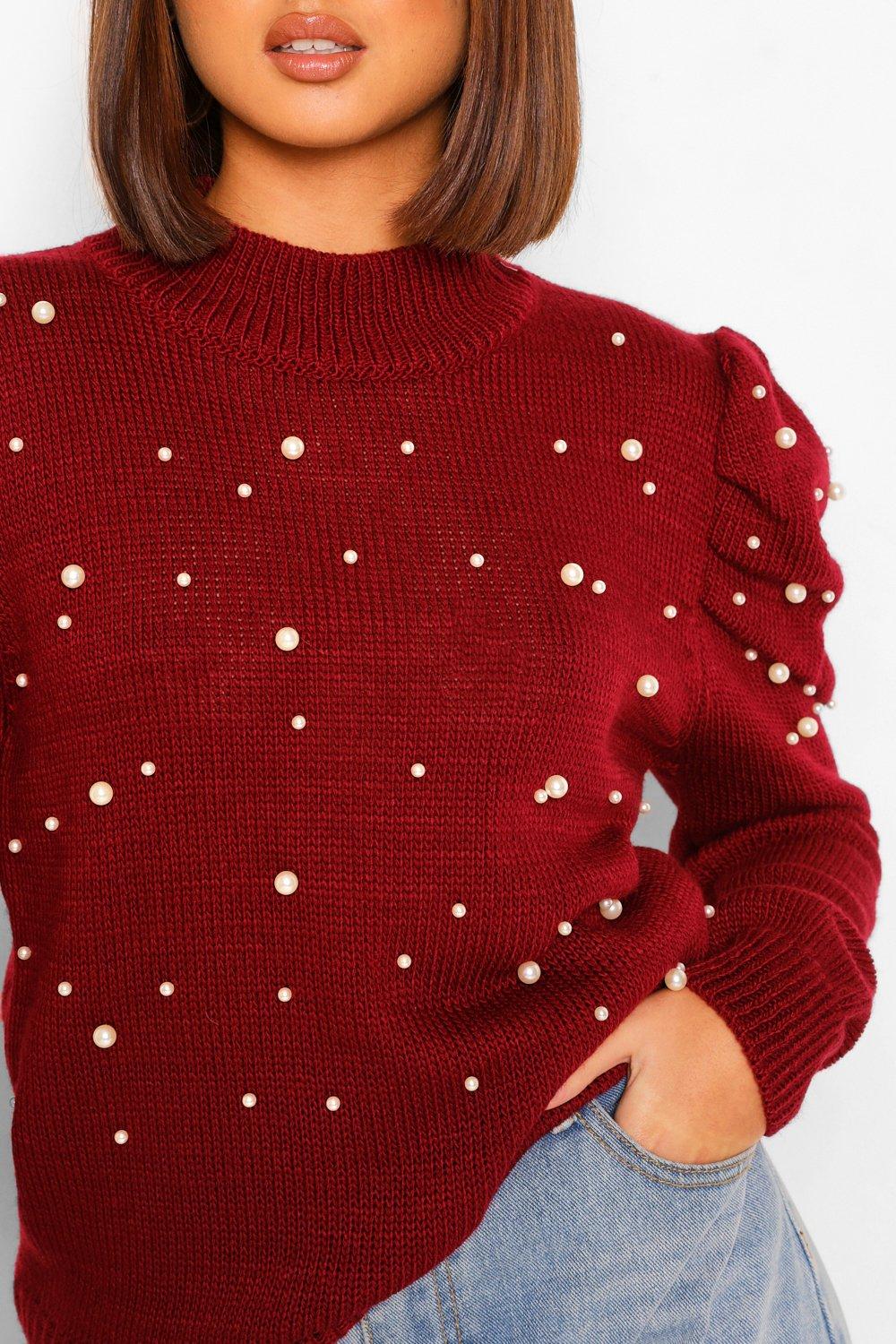 Pearl puff sleeve jumper new arrivals