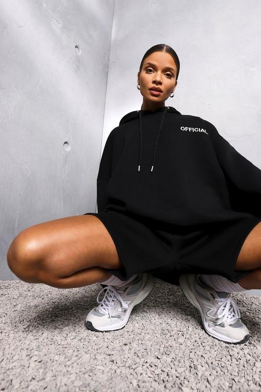 Women's Black Oversized Slogan Hoodie | Boohoo UK