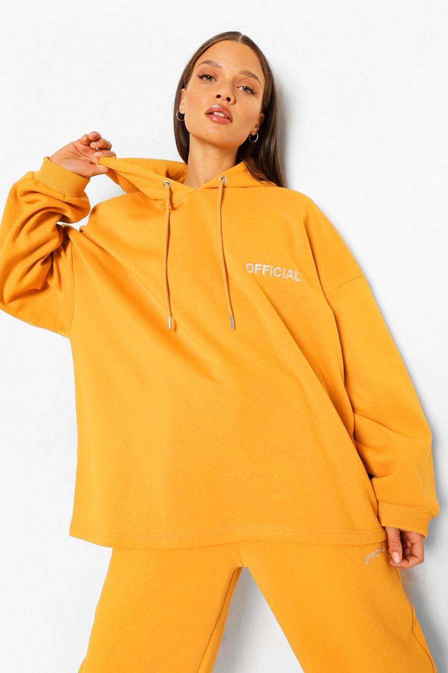 Mustard Oversize hoodie med slogan image number 1