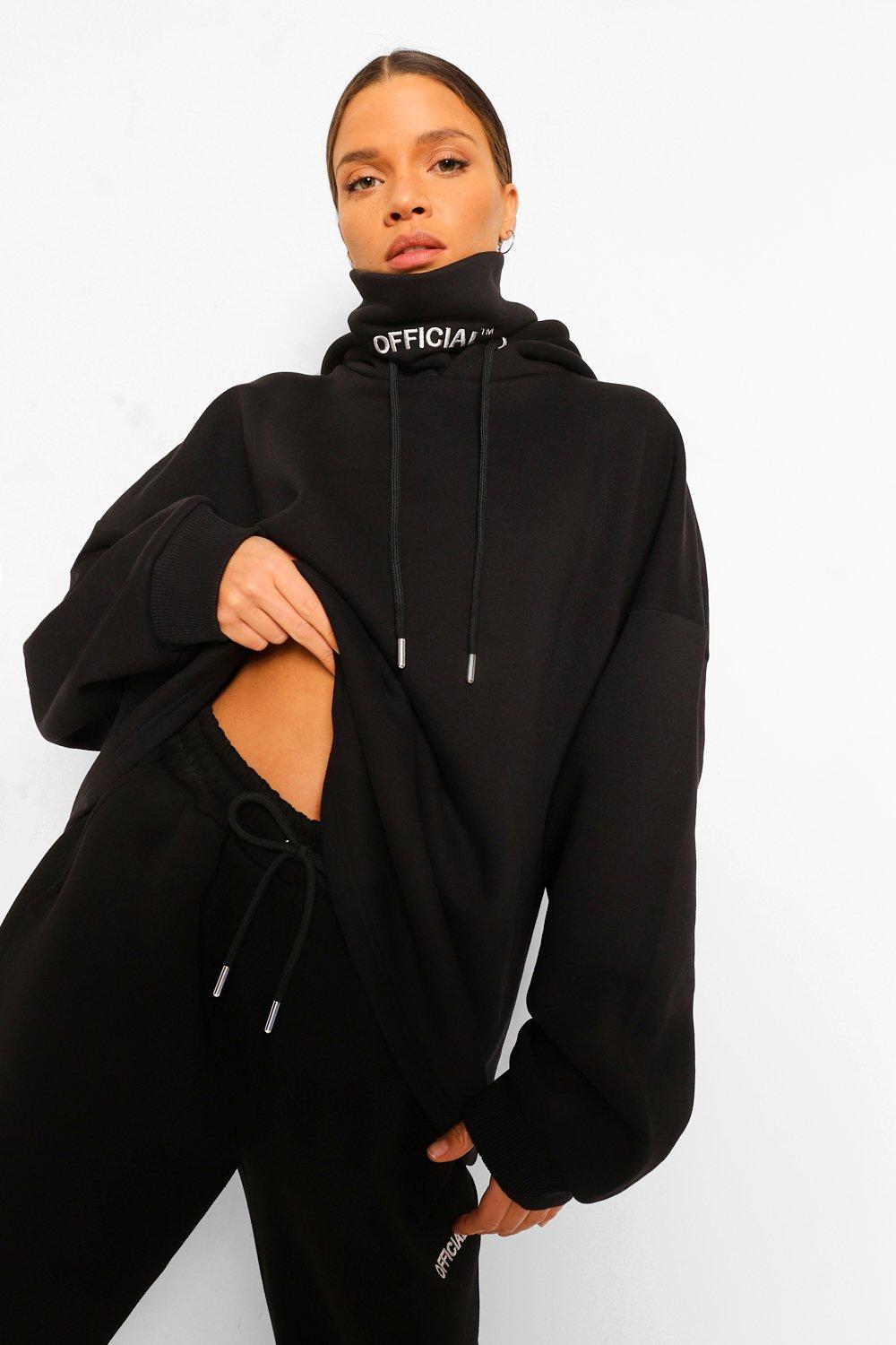 Oversized Slogan Snood Hoodie