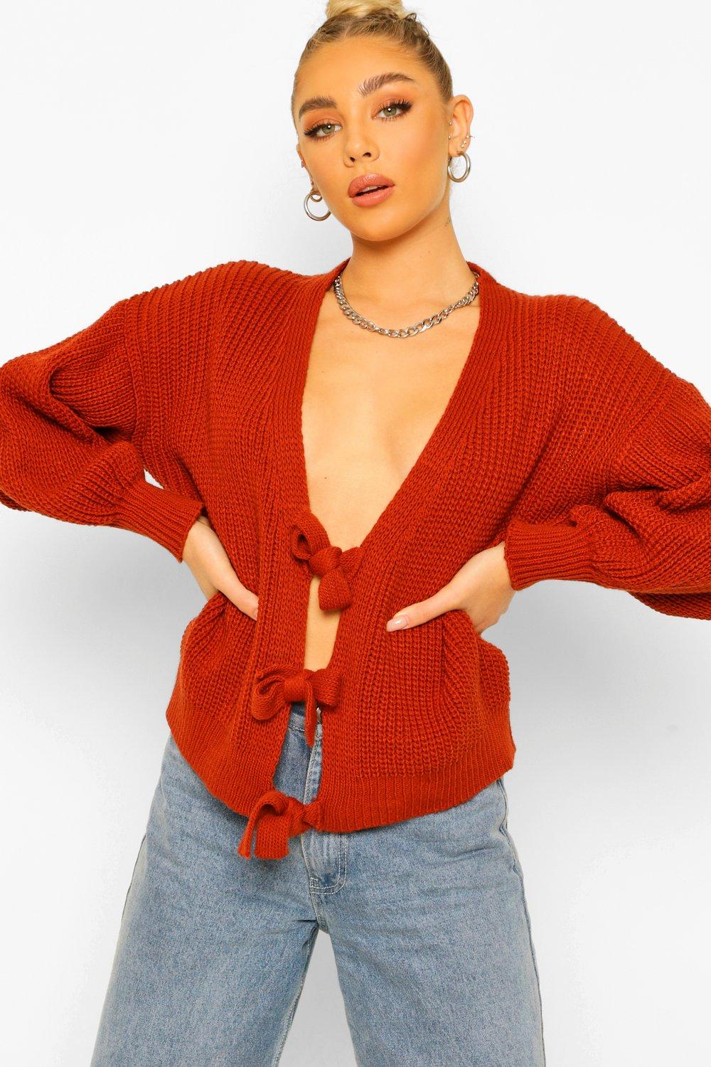 rust chunky cardigan