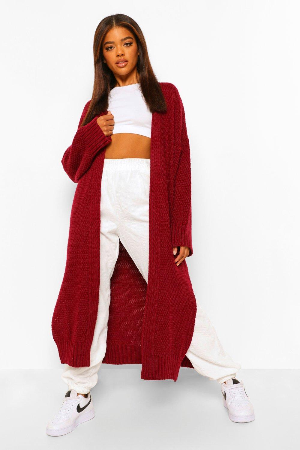 red maxi cardigan