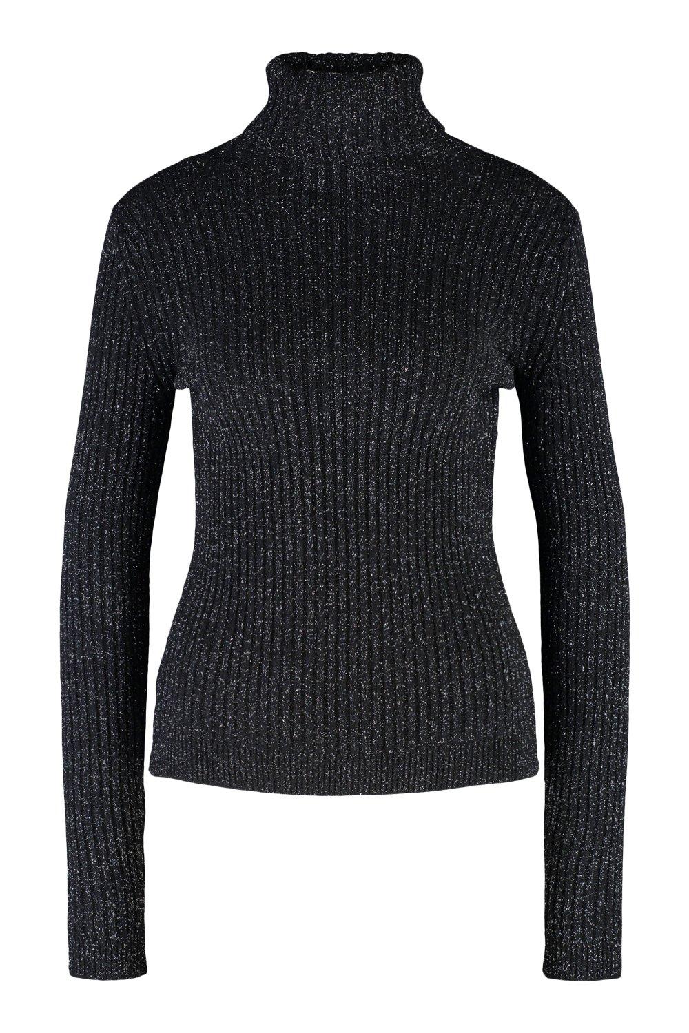 black glitter polo neck