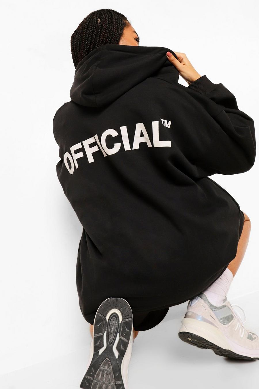 Black Oversized Zip Through Official Hoodie image number 1