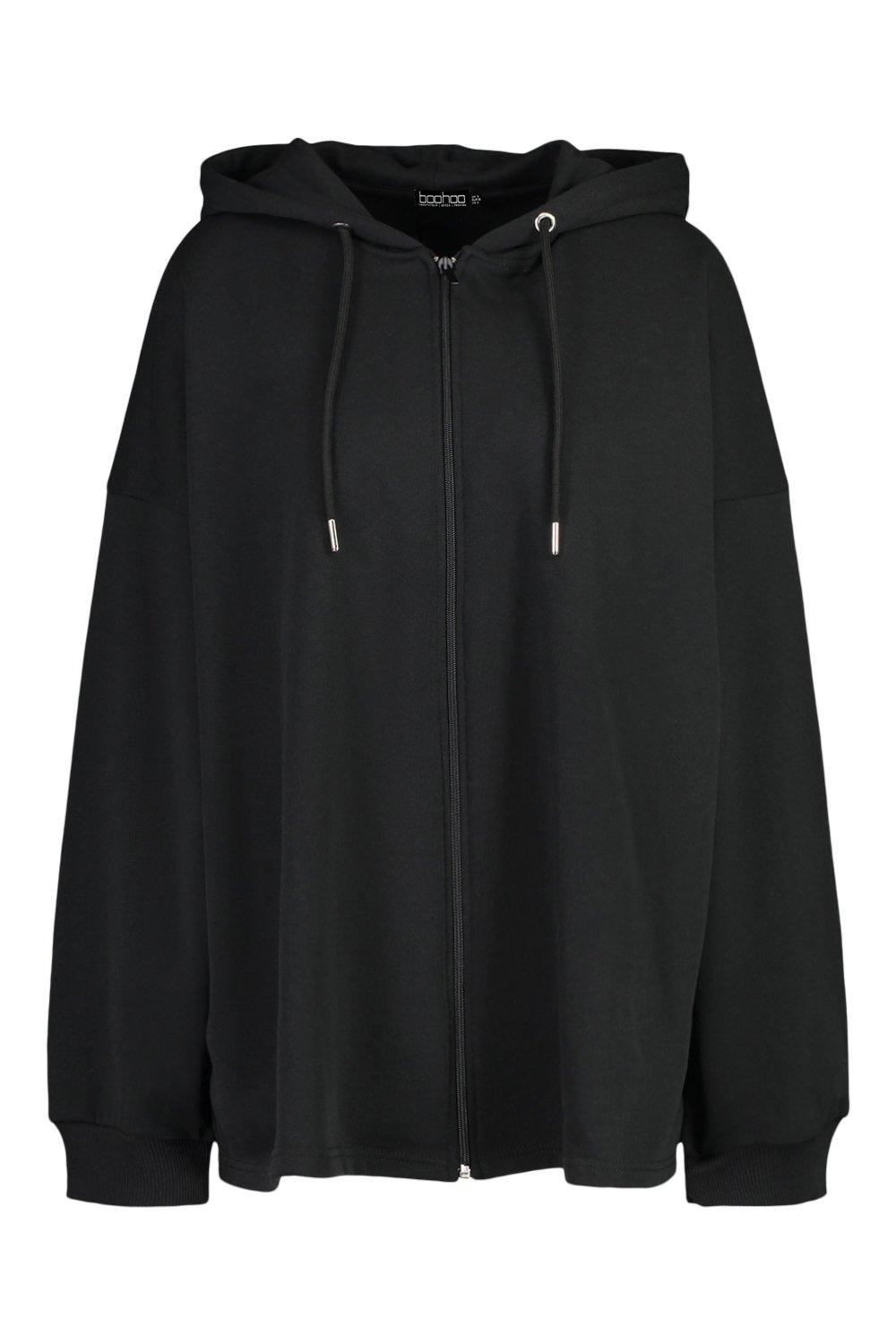 Black oversized best sale hoodie zip