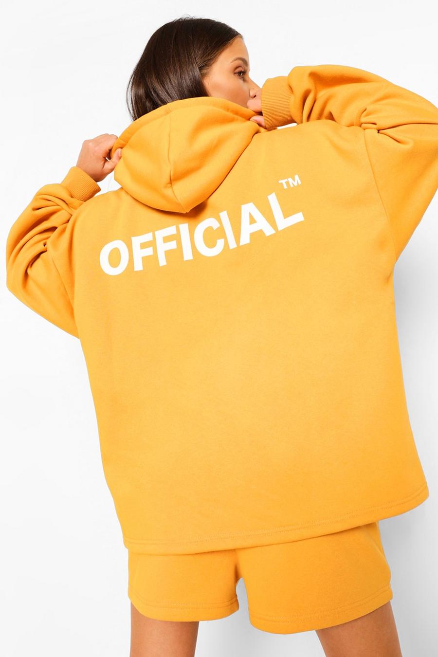 Mustard "Official" Oversize hoodie med dragkedja image number 1