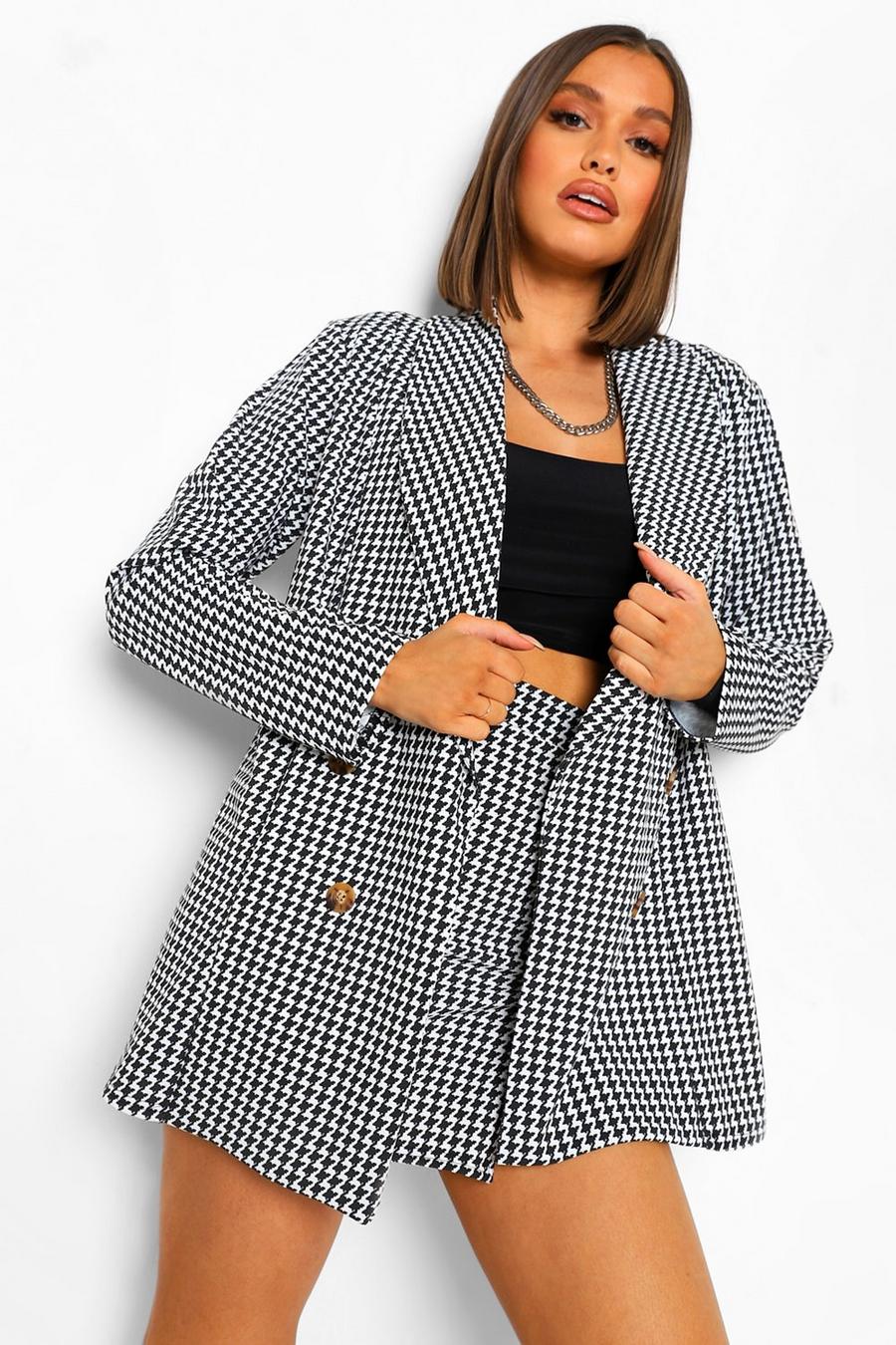 Dogtooth Oversized Button Front Blazer image number 1