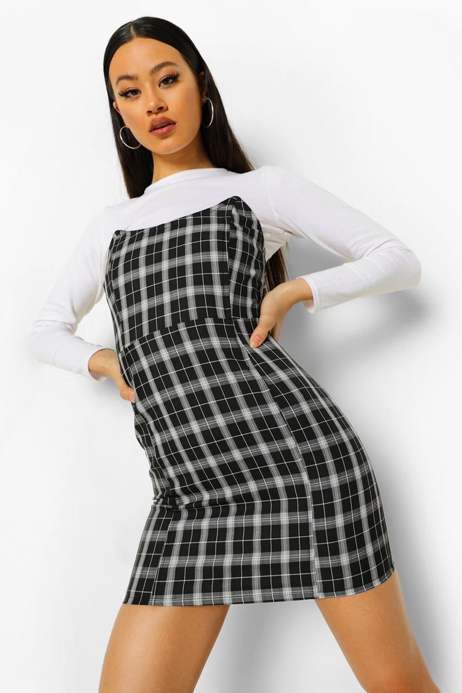 Black Checked Strapless Boned Mini Dress image number 1