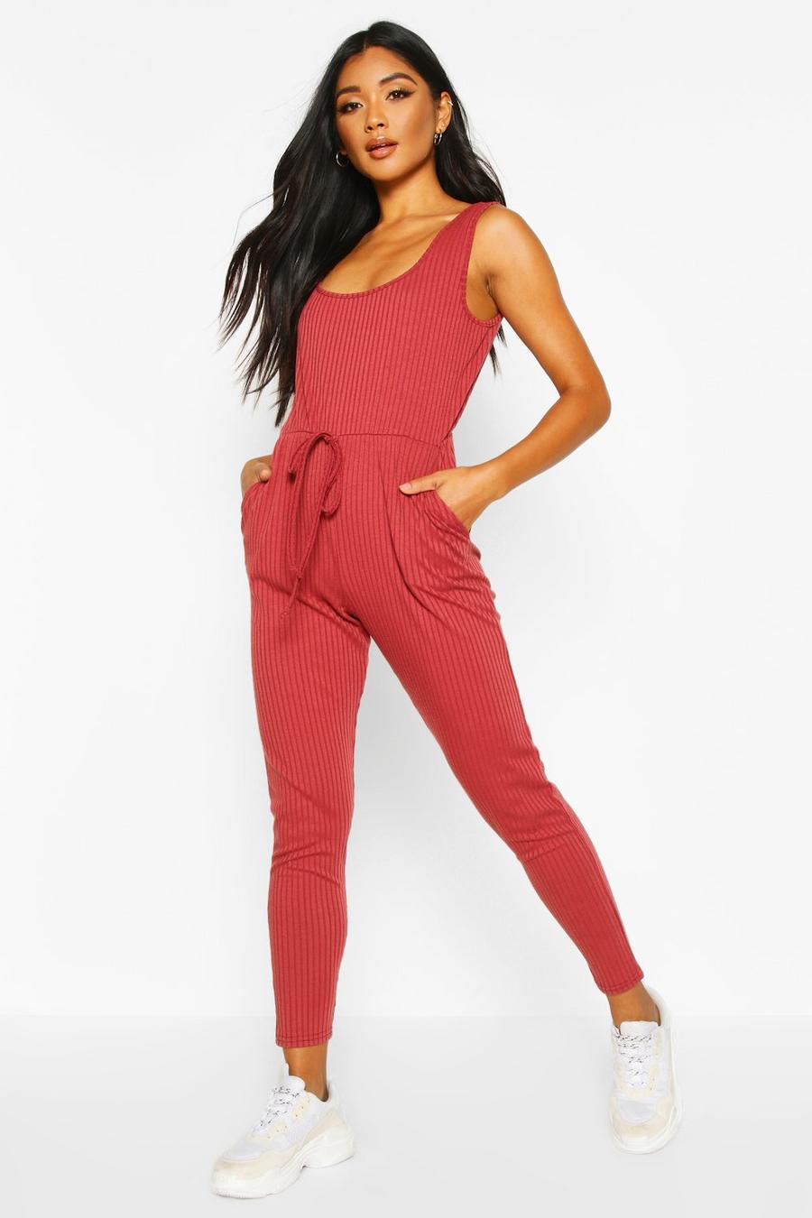 Berry Soft Ribbed Slouch Cami Jumpsuit image number 1
