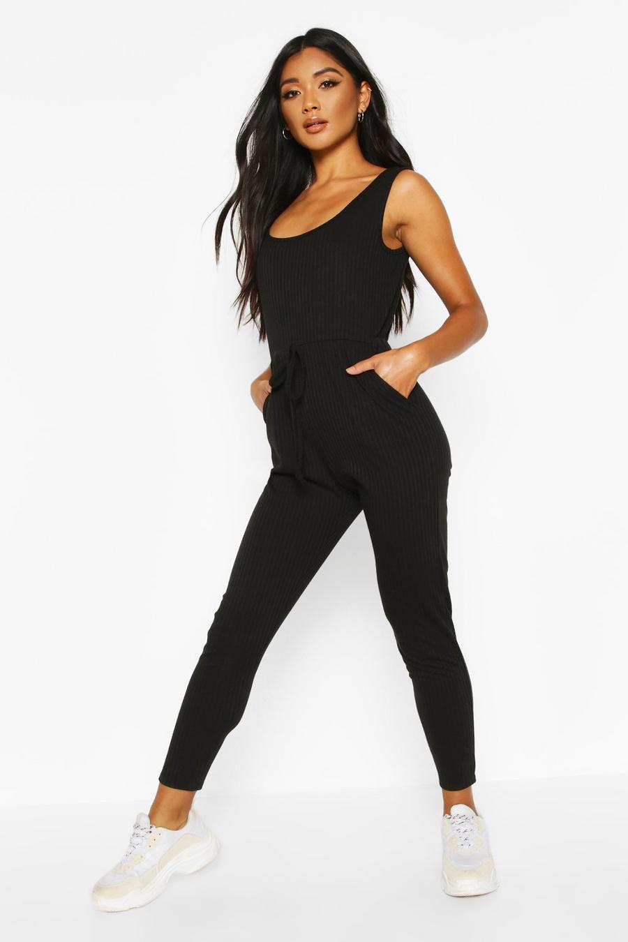 Black Soft Ribbed Slouch Cami Jumpsuit image number 1
