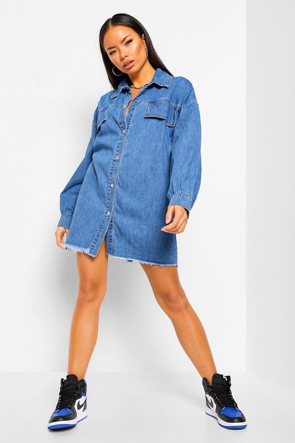 boohoo denim shirt dress