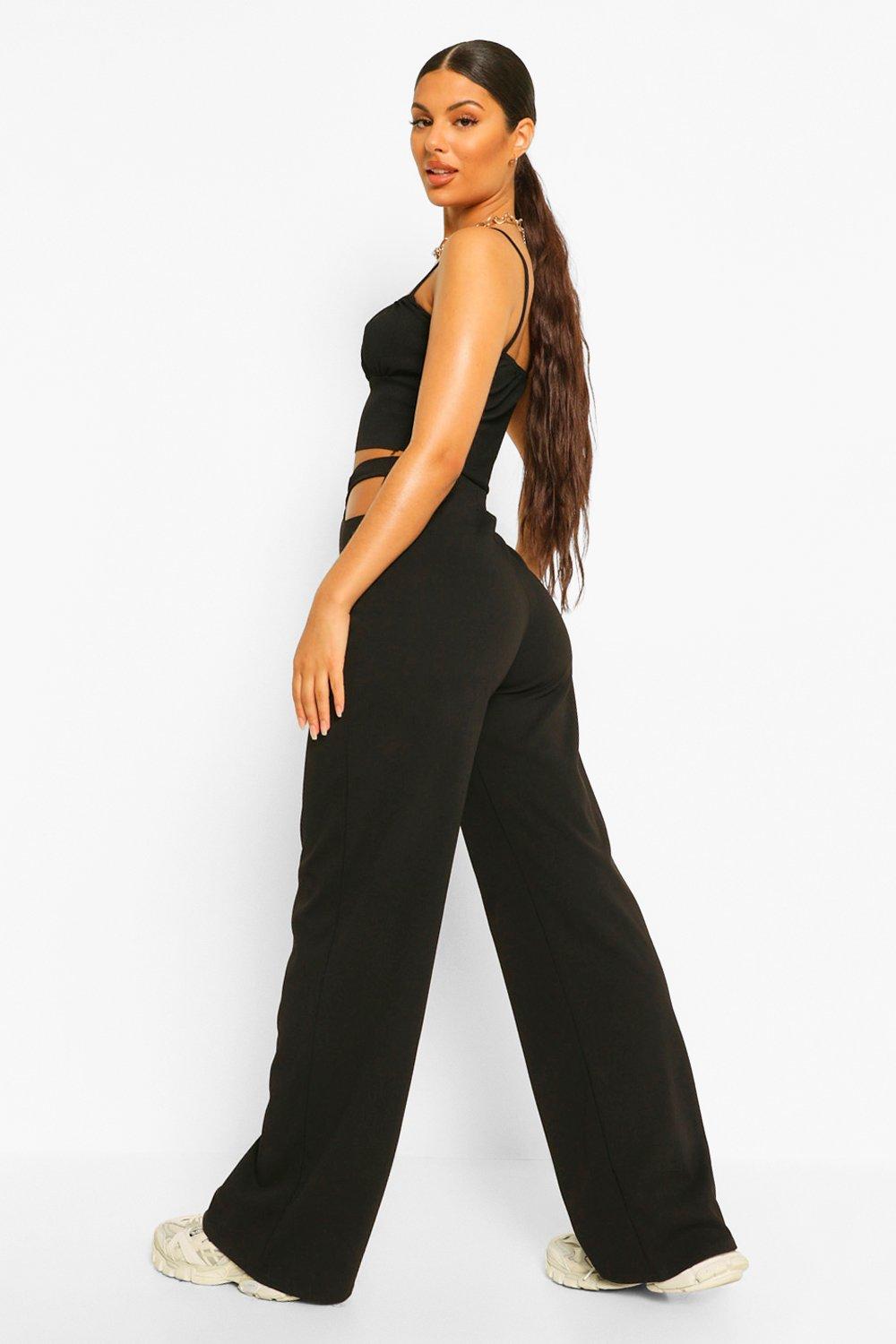 Cut Out Side Wide Leg Pants