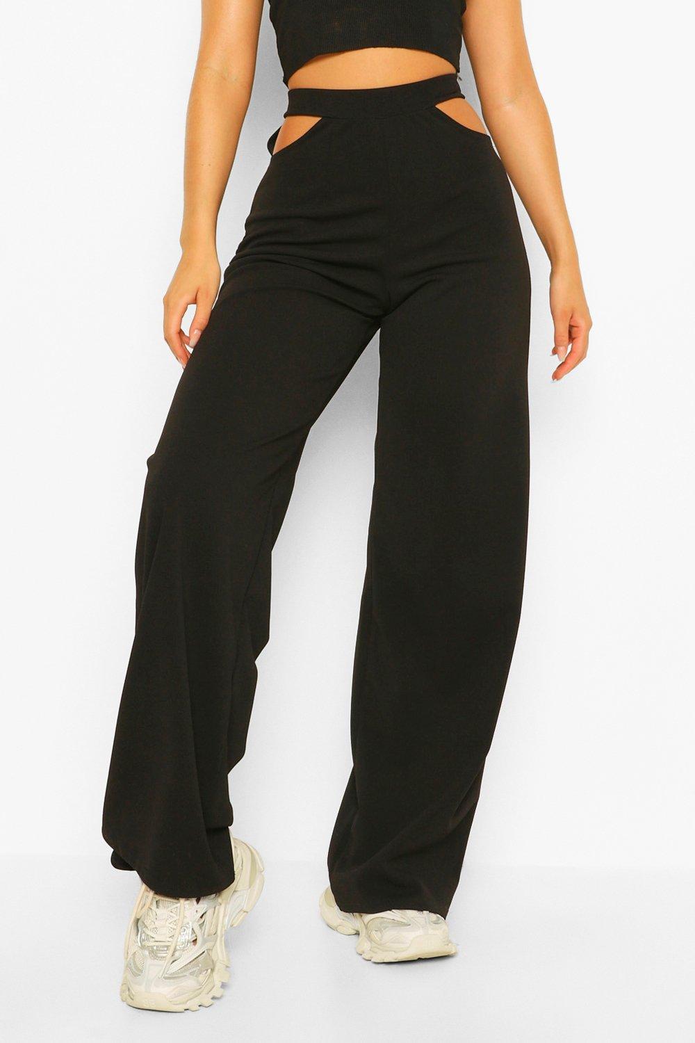 Cut Out Side Wide Leg Pants