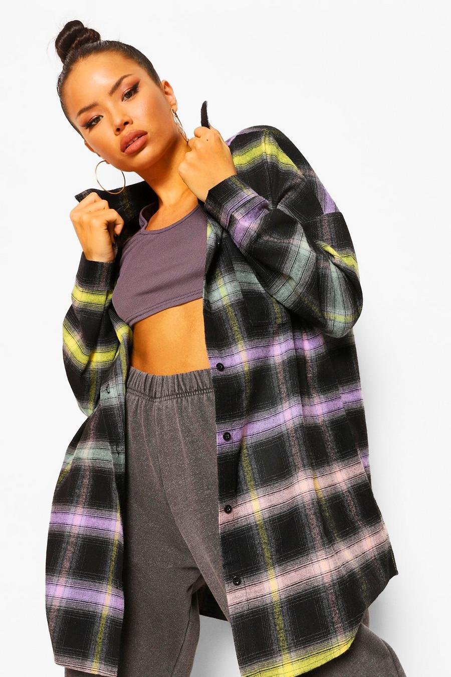 Yellow Ombre Flannel Oversized Shirt image number 1