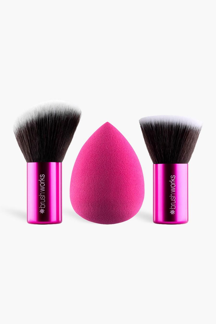 Pink Brushworks HD Set med sminksvamp och Kabukiborstar image number 1