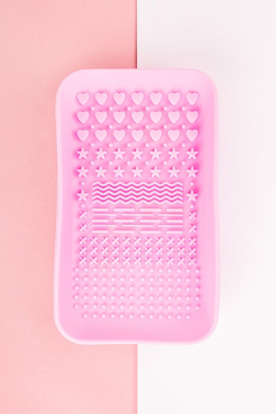Hot pink Brushworks Hd Makeup Brush Cleaner Tray image number 1