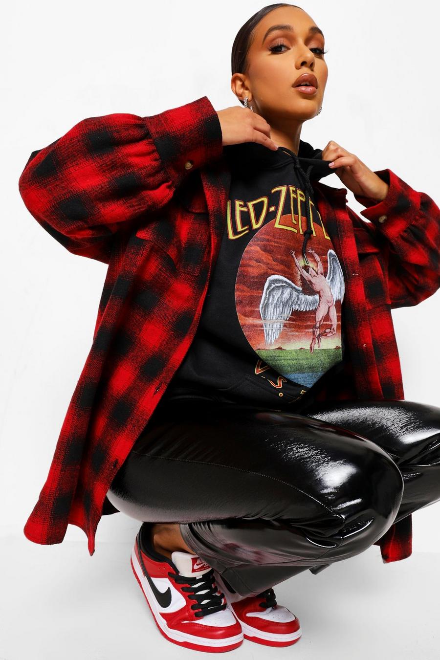 Red Checked Oversized Shacket image number 1