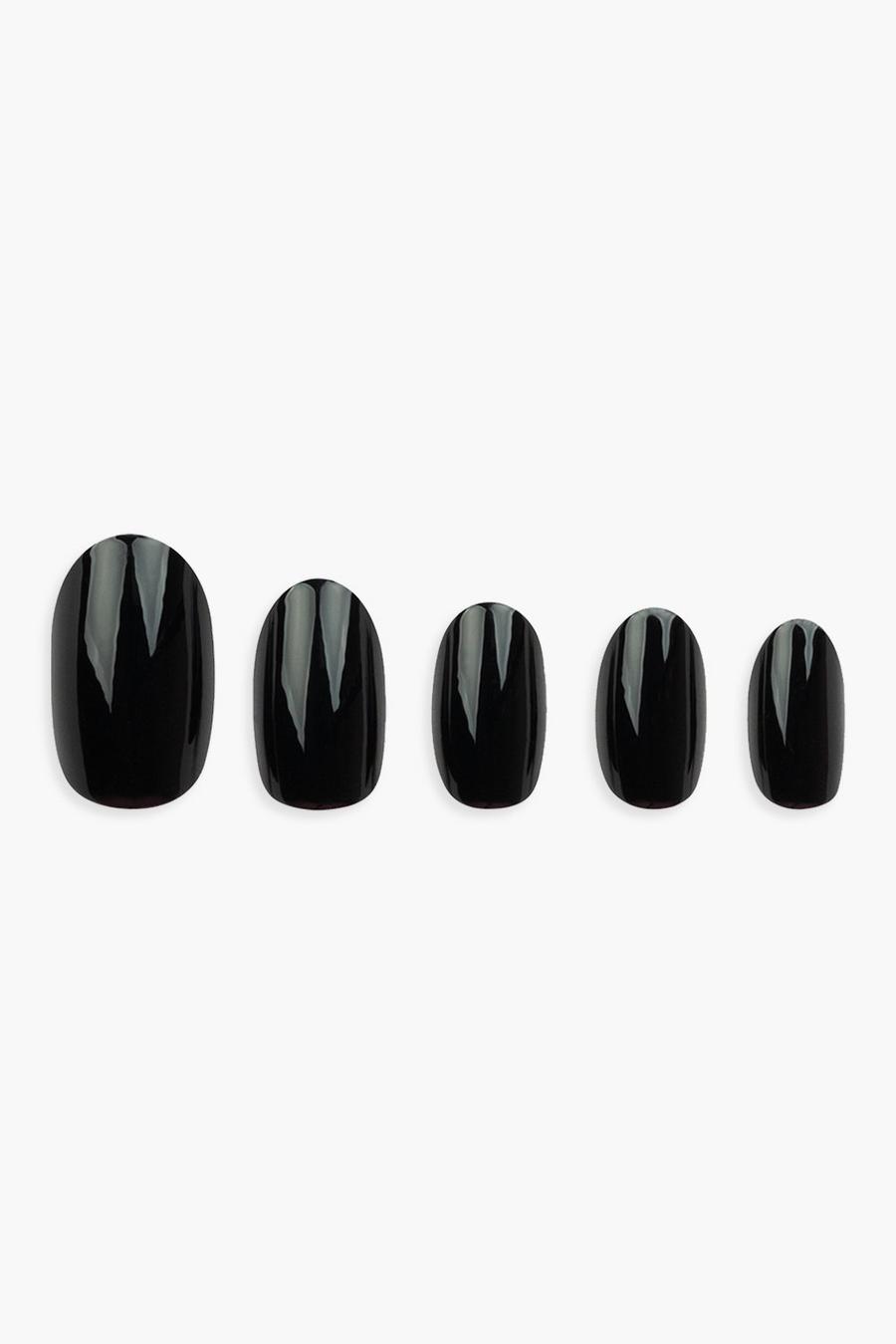 Uñas postizas ovaladas negro azabache (24 piezas) de Invogue image number 1
