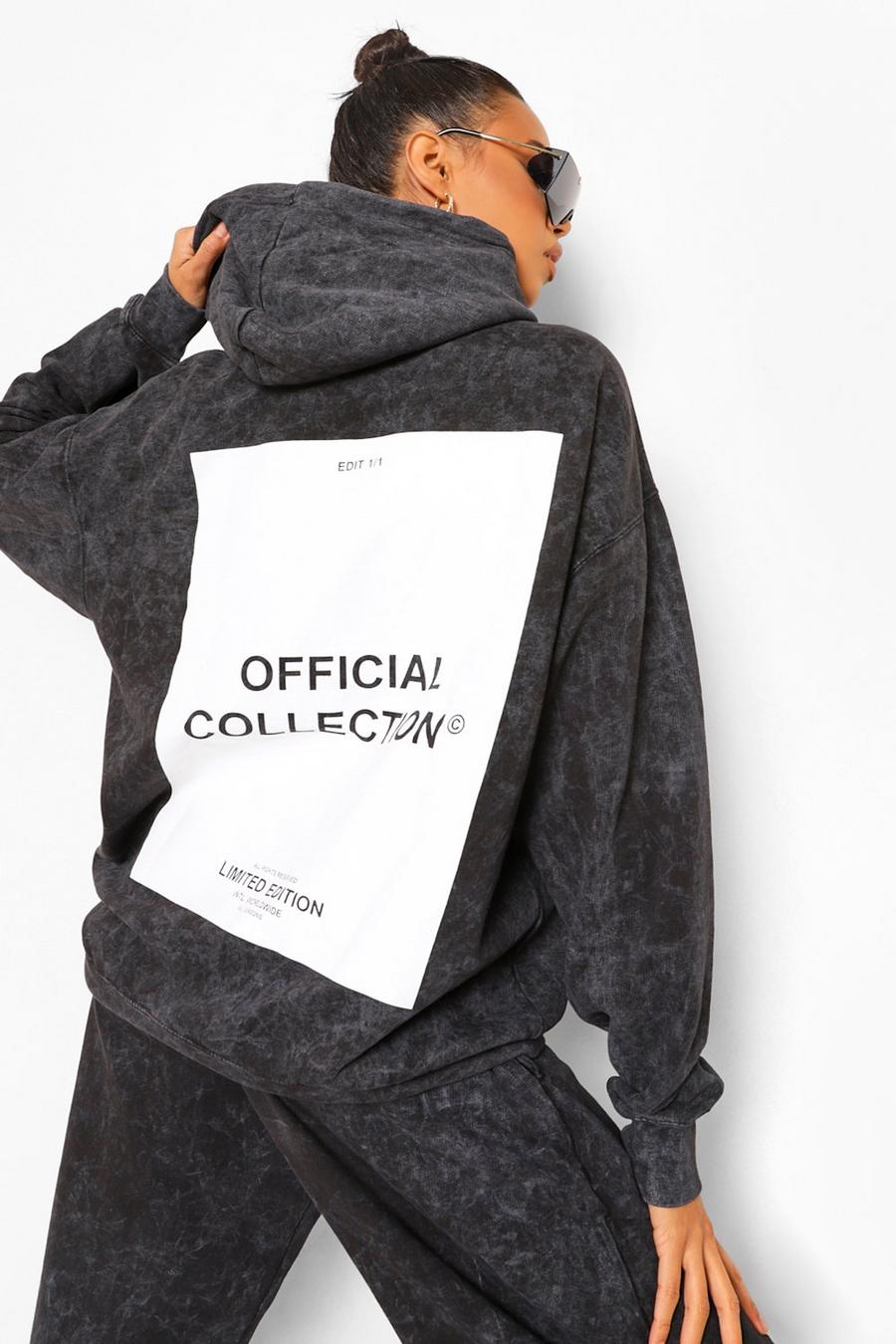 Charcoal Official Collection Oversize stentvättad hoodie image number 1