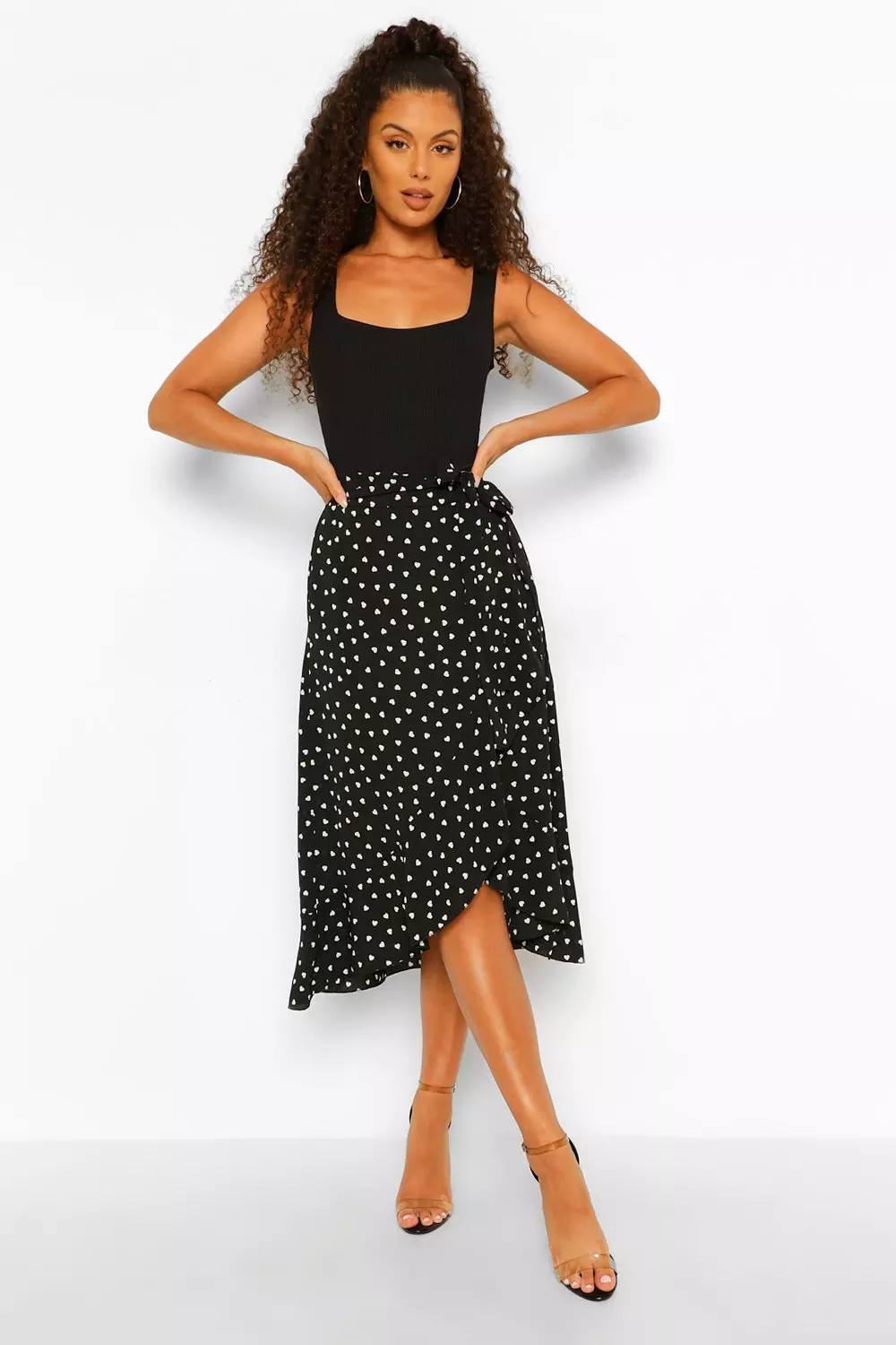 Black heart midi outlet skirt