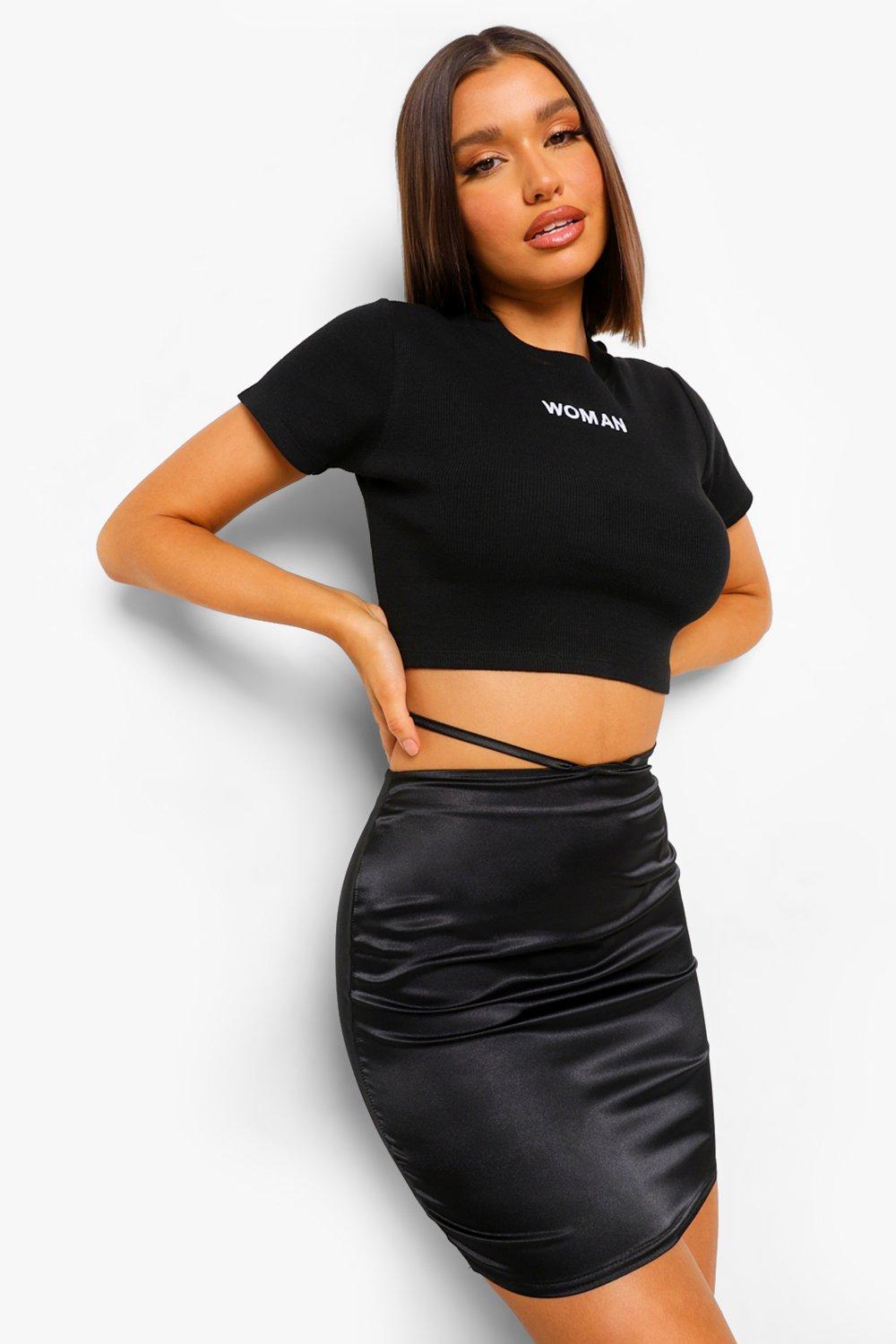 Satin Strap Detail Mini Skirt