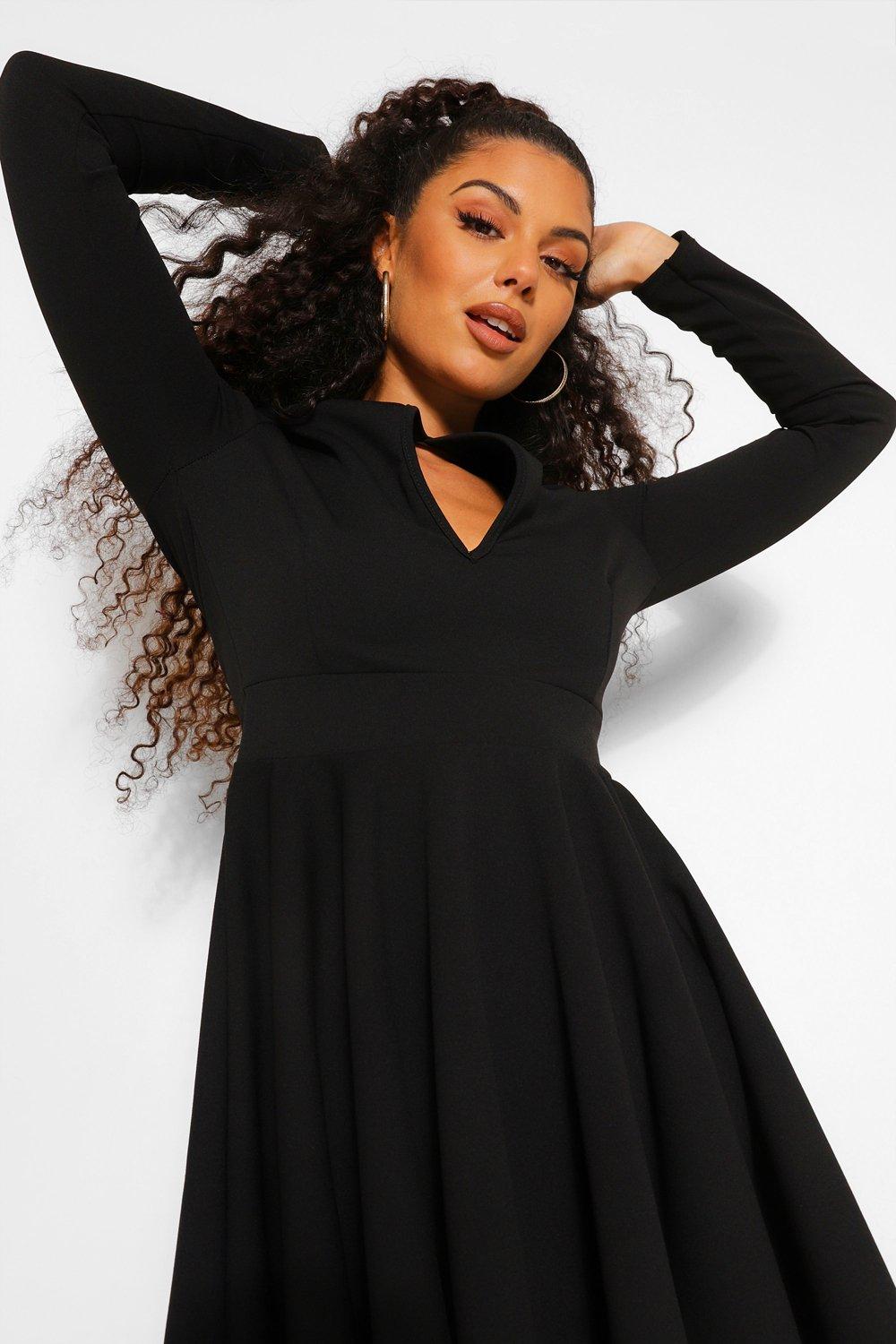 Black keyhole best sale dress long sleeve