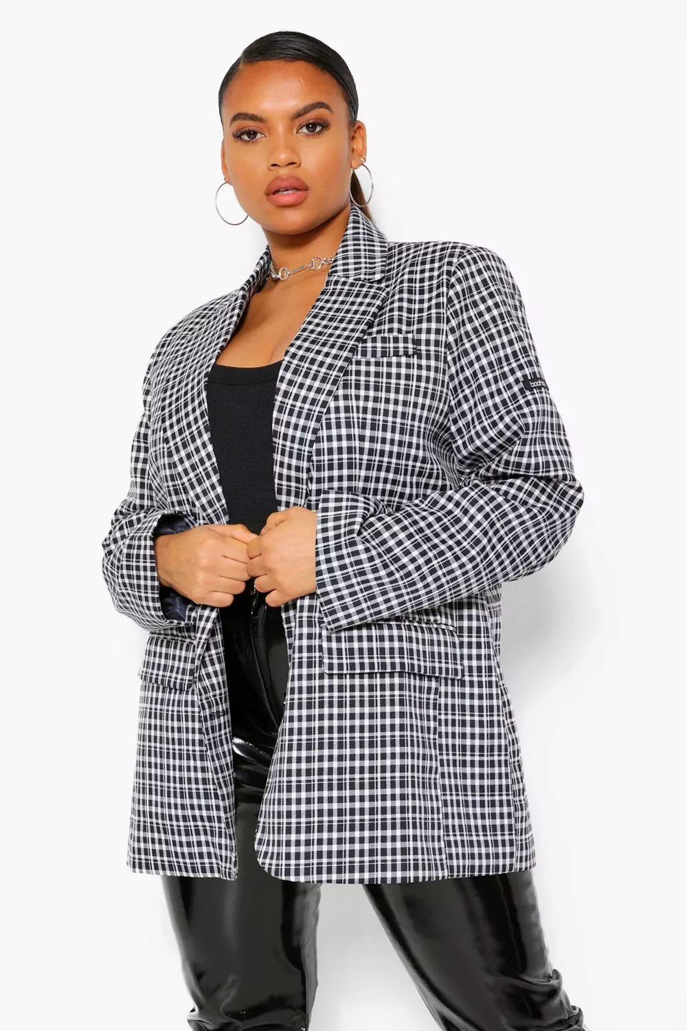 Checked boyfriend clearance blazer