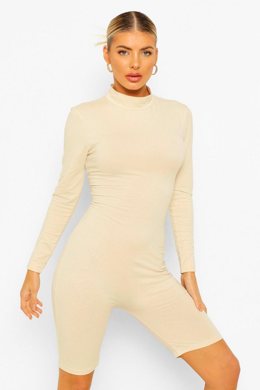 Stone High Neck Long Sleeve Playsuit image number 1