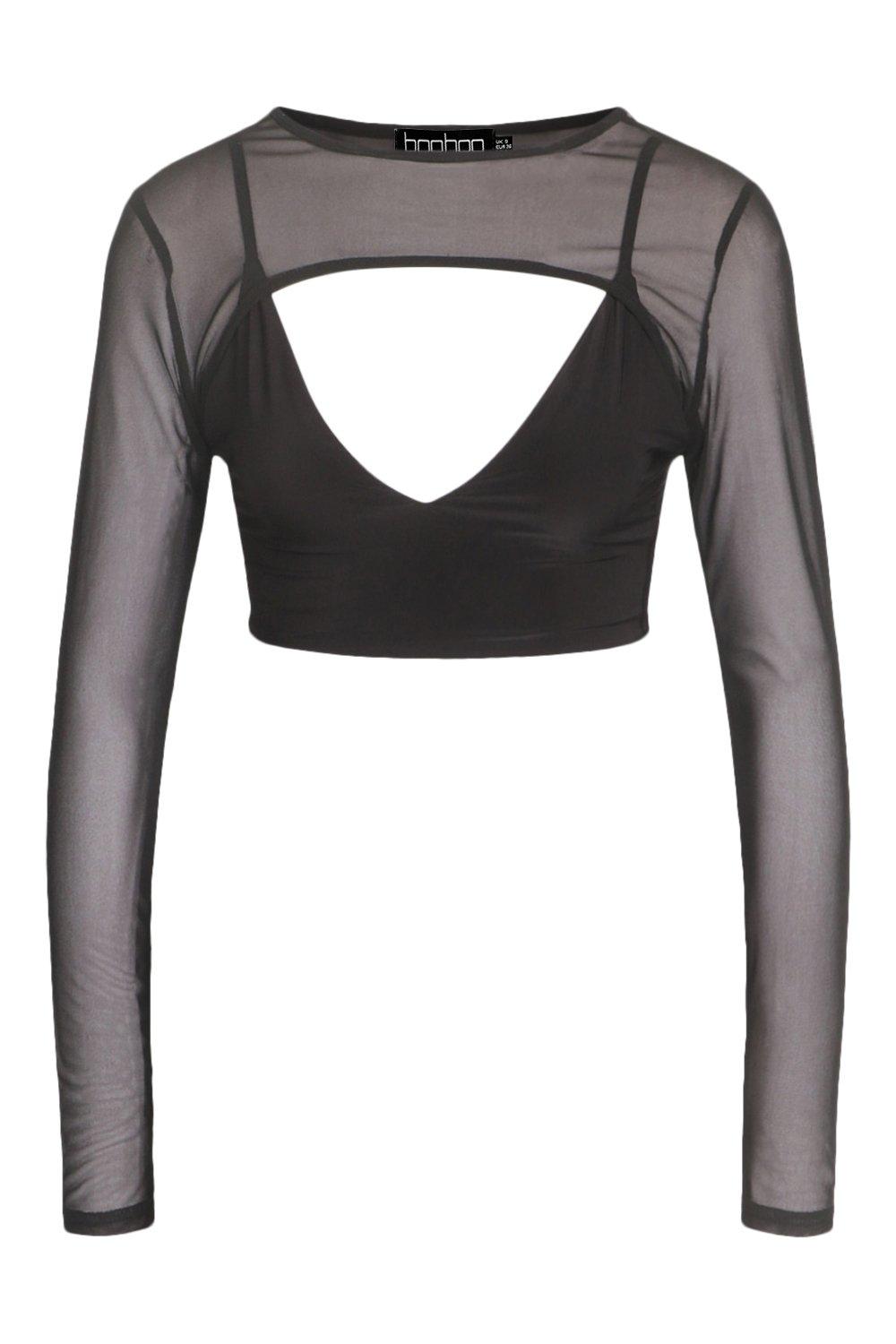 Black Mesh Extreme Crop Top