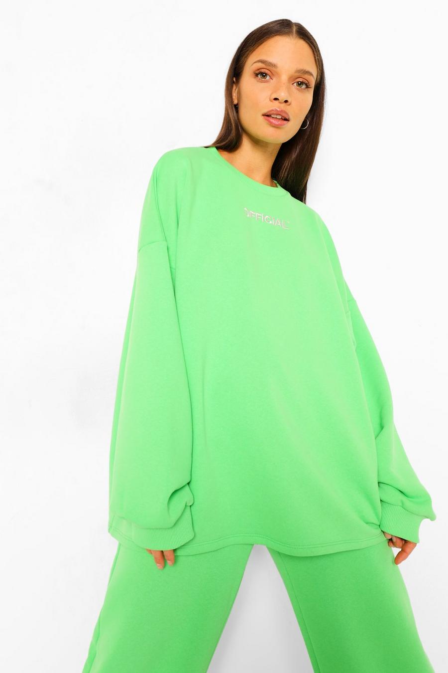 Bright green Oversized Slogan Sweater image number 1