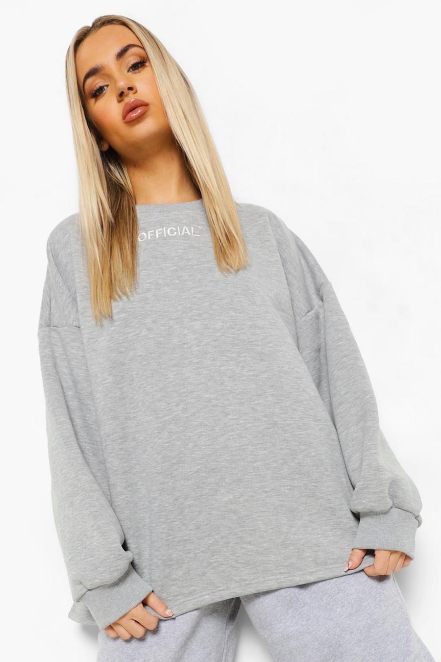 Grey marl Oversize sweatshirt med slogan image number 1