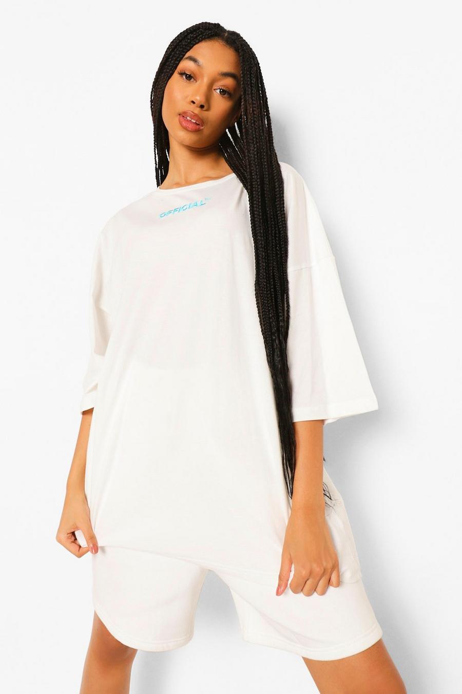 White Oversized Graphic T-Shirt image number 1