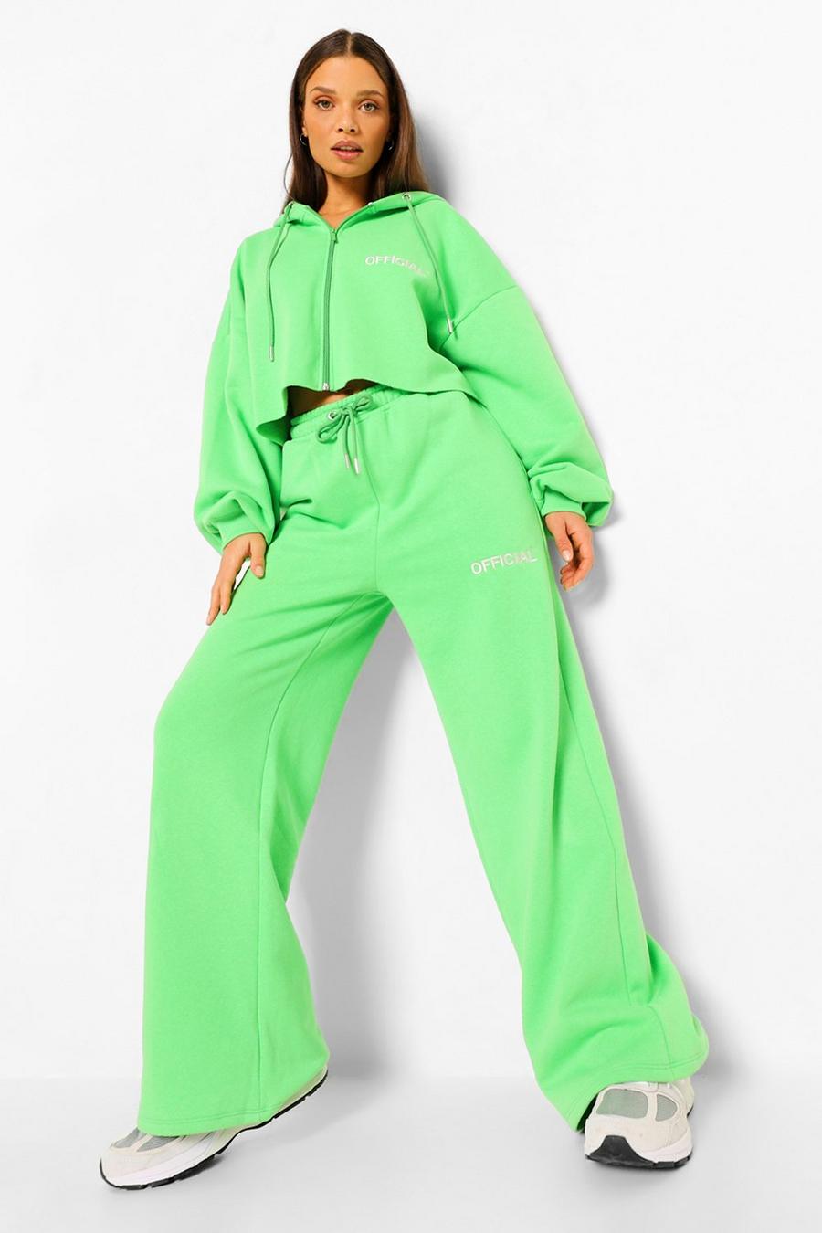 Bright green Oversized Wide Leg Joggers image number 1