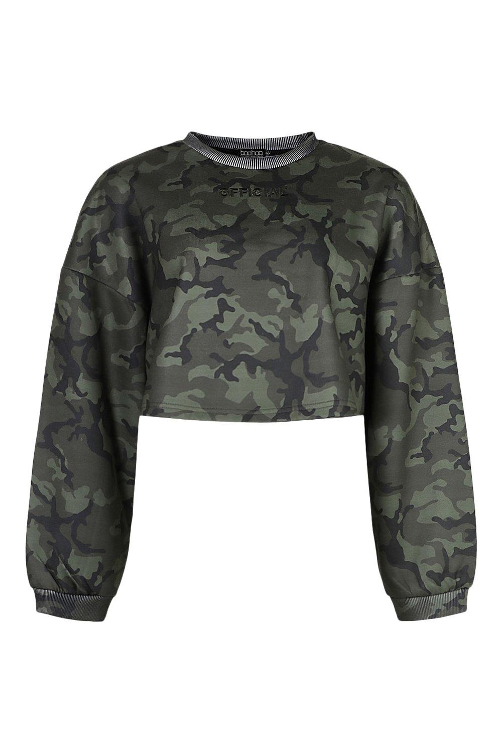 Camo crop clearance sweater