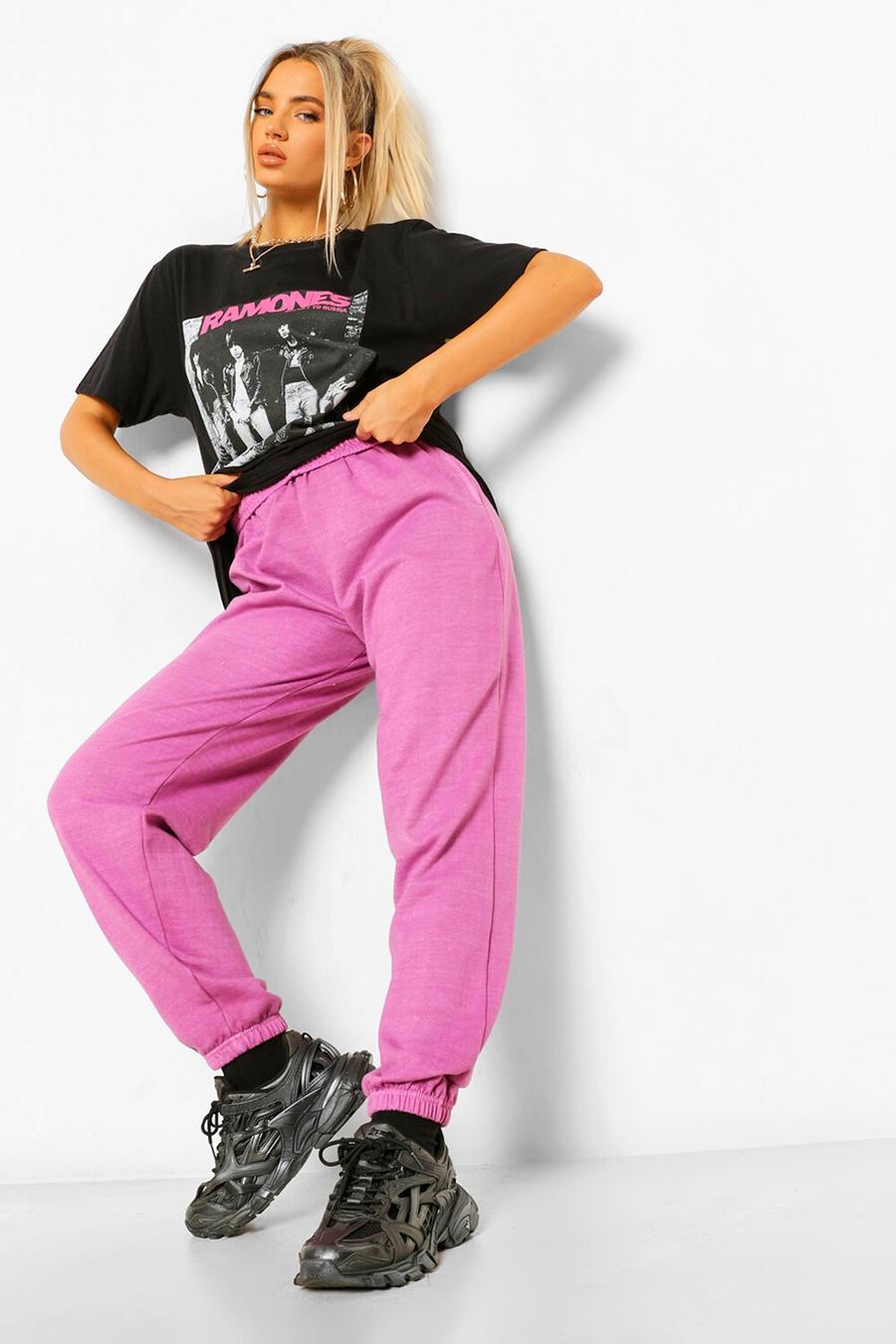 Pink Loose Fit Overdyed Joggers image number 1