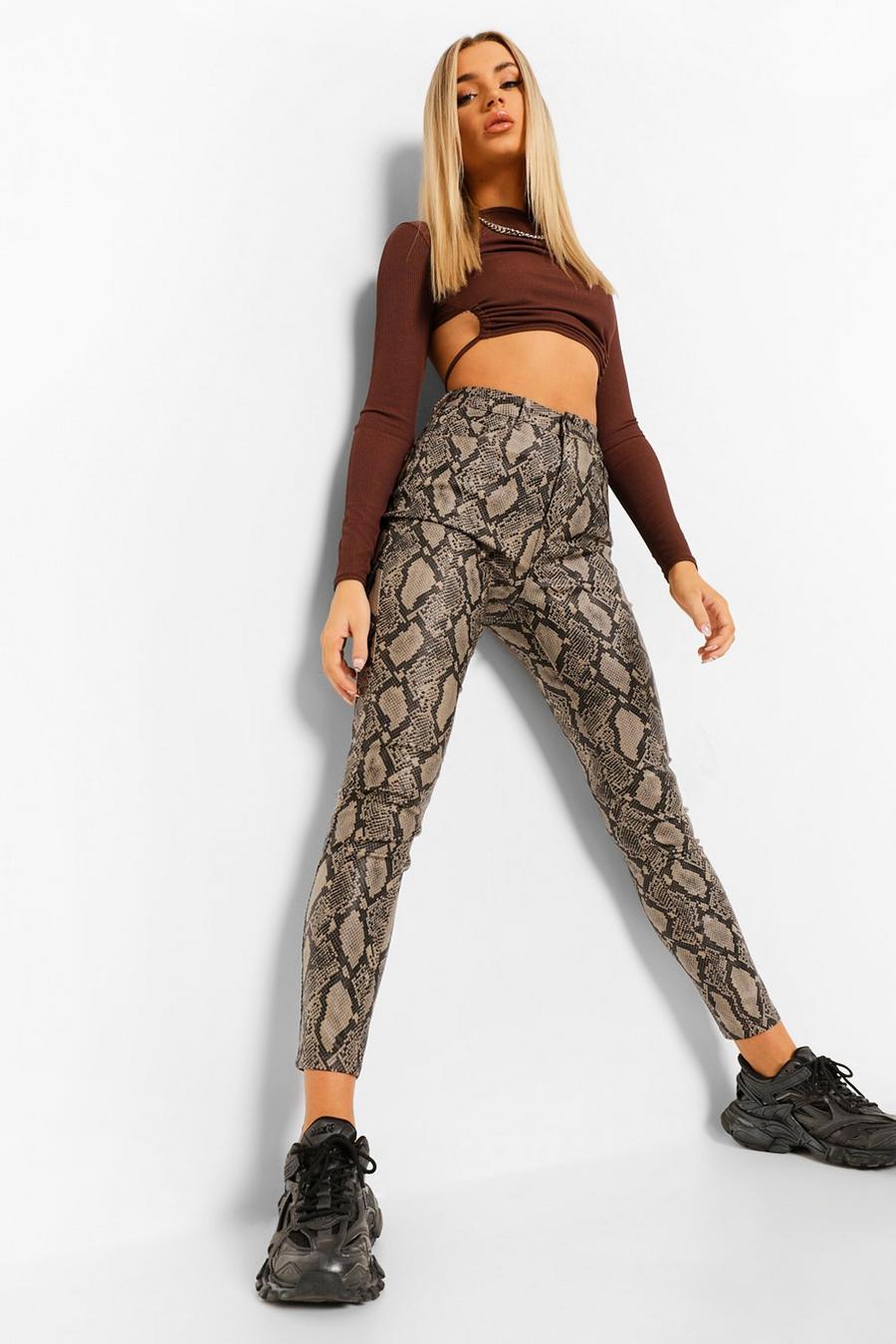 Sand Faux Leather Snake Skinny Pants image number 1