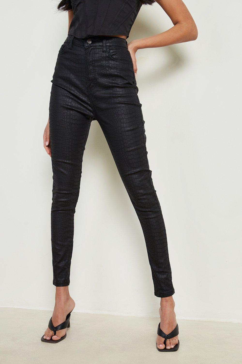 High waisted hot sale coated jeans