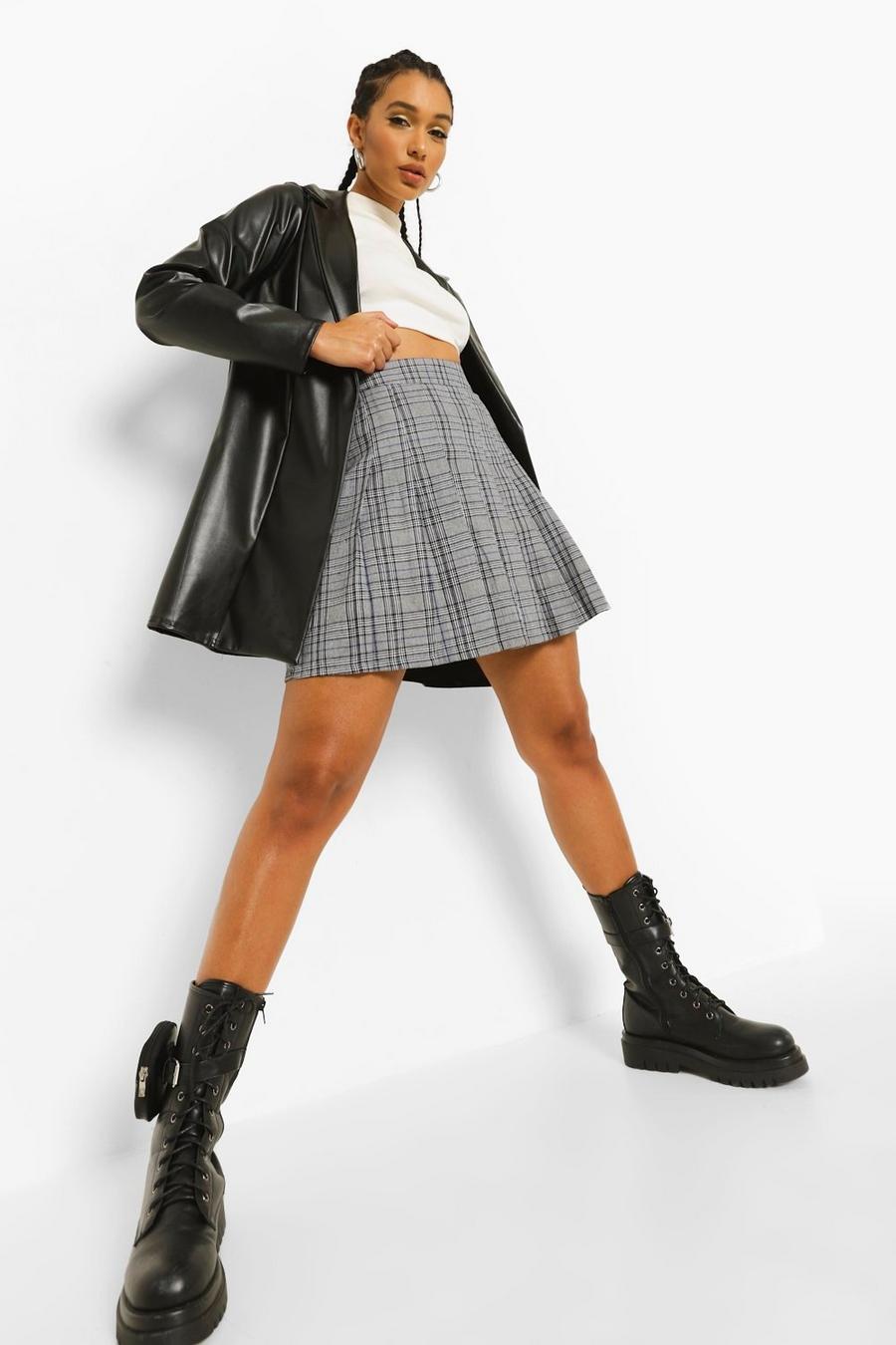 Grey Woven Check Tennis Skirt image number 1