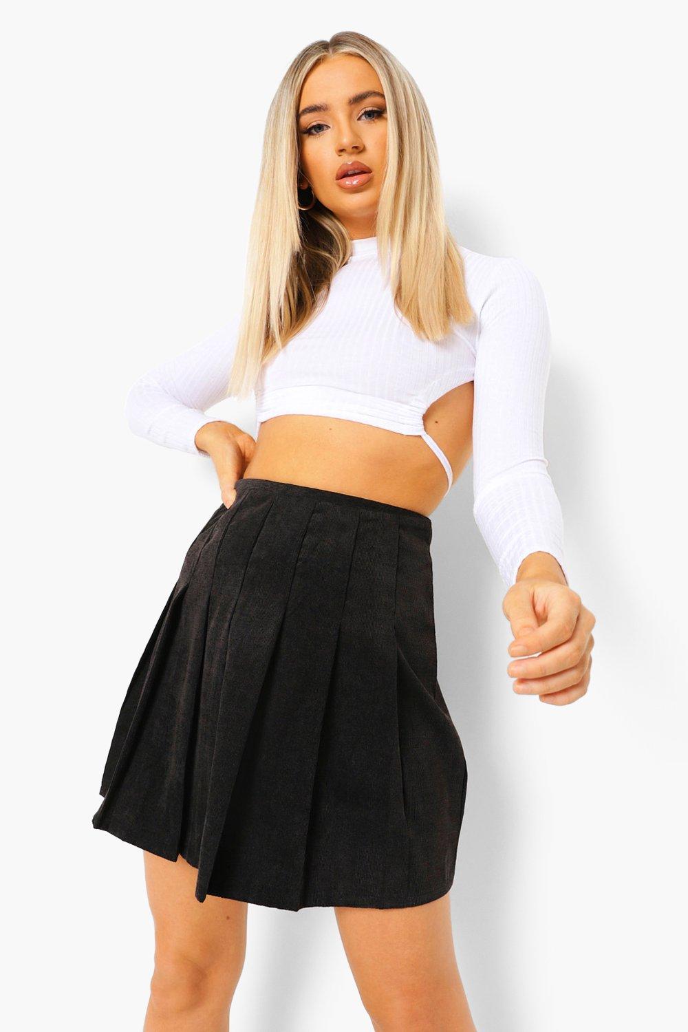 Black cord skirt top boohoo