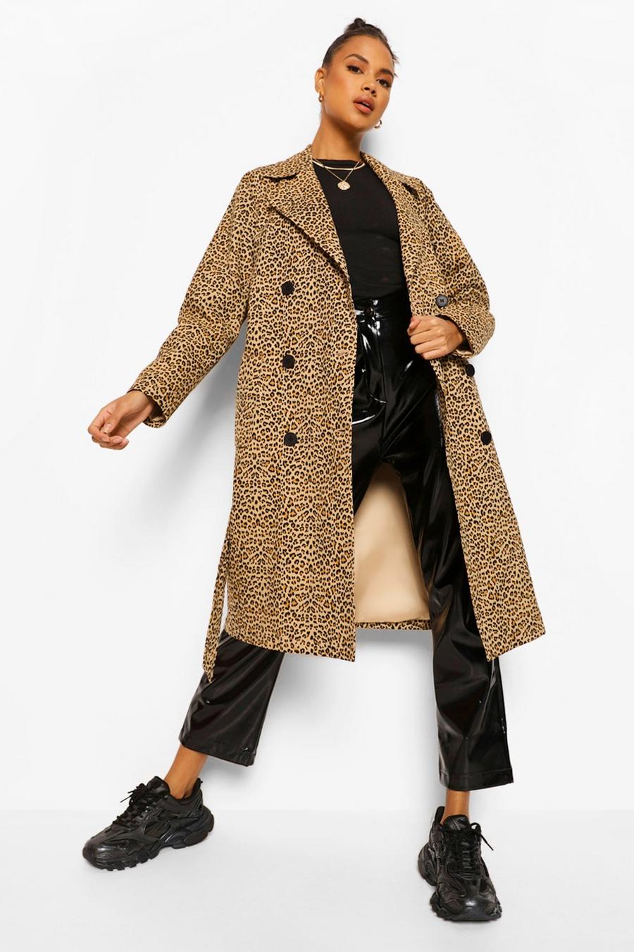 Trenchcoat mit Leopardenmuster, Braun image number 1