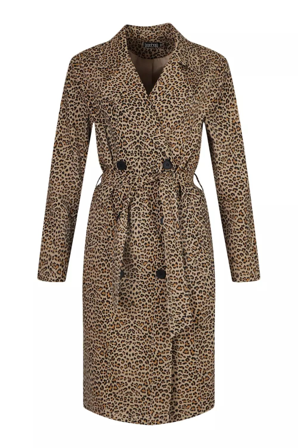 Brown Leopard Print Trench Coat alternative image